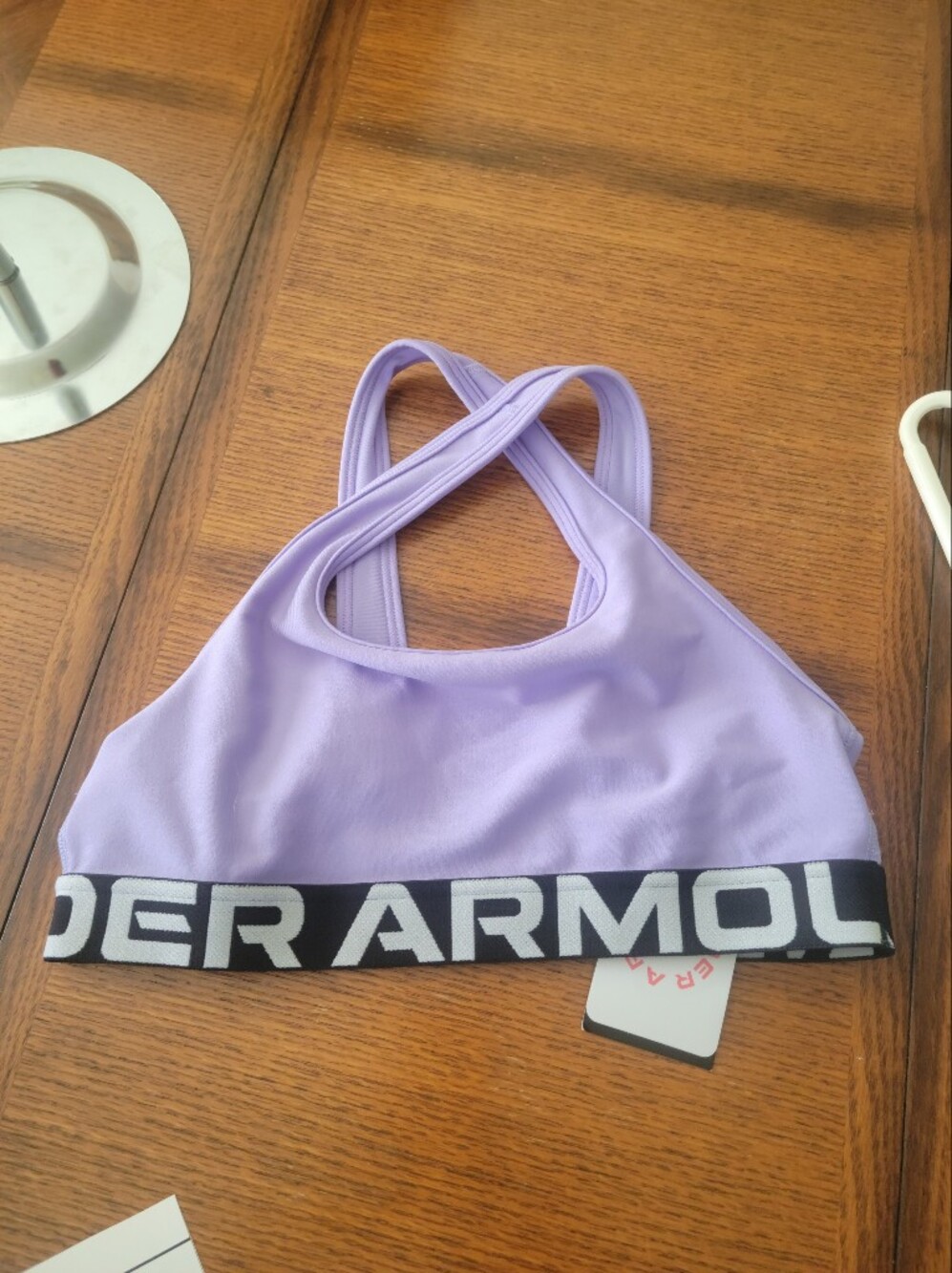 Youth Under Armour Lavender Cross-Back Logo Elastic Sports Bra
